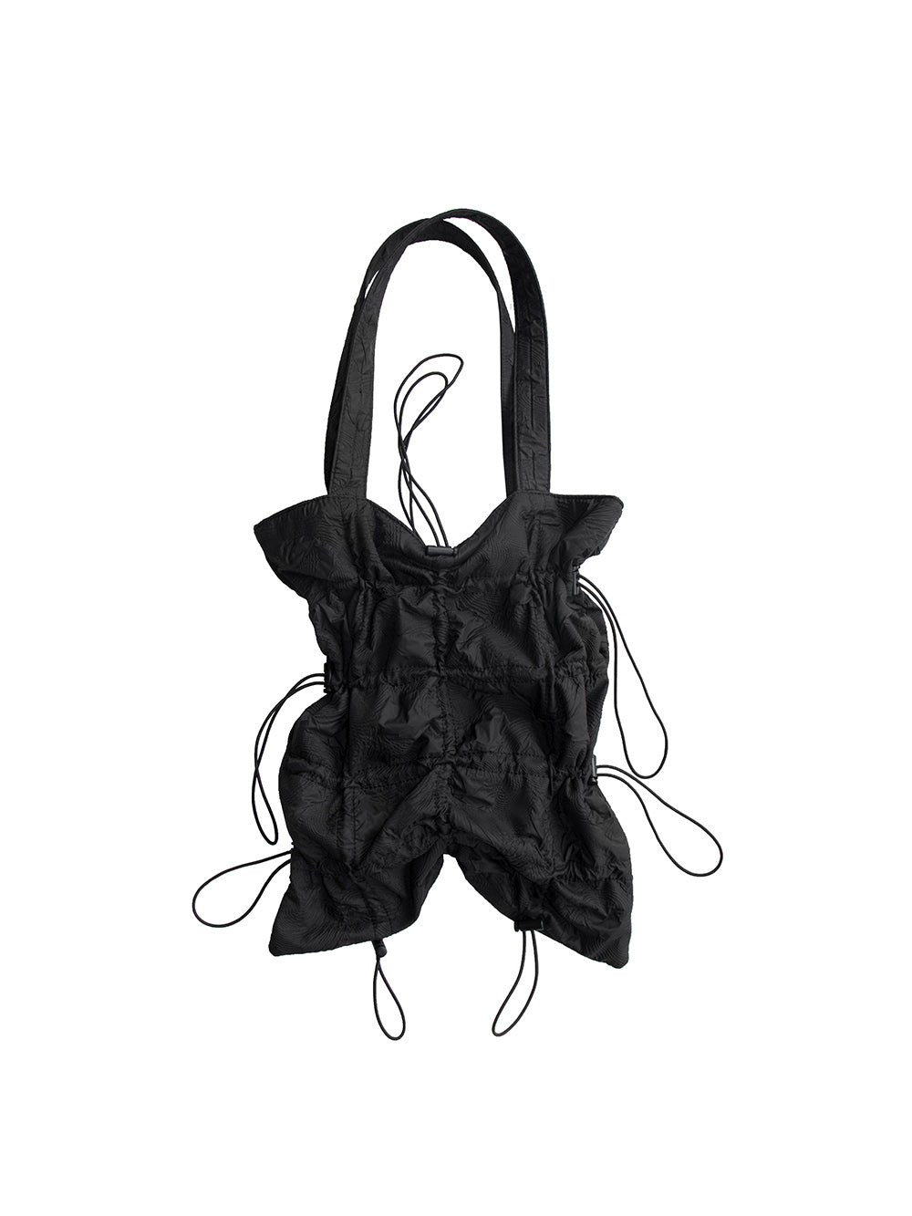 MUKTANK X COOLOTHES Flower Embossed Texture Drawstring Deformation Black Shoulder Bag