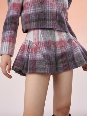 MUKZIN Gray Purple Retro Sweet Woolen Skirt