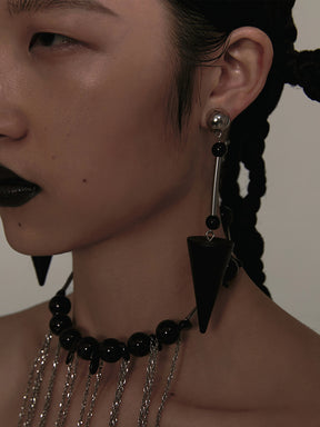 MUKTANK×DARKNESS Witch Series Pointed Cone Wooden Earrings