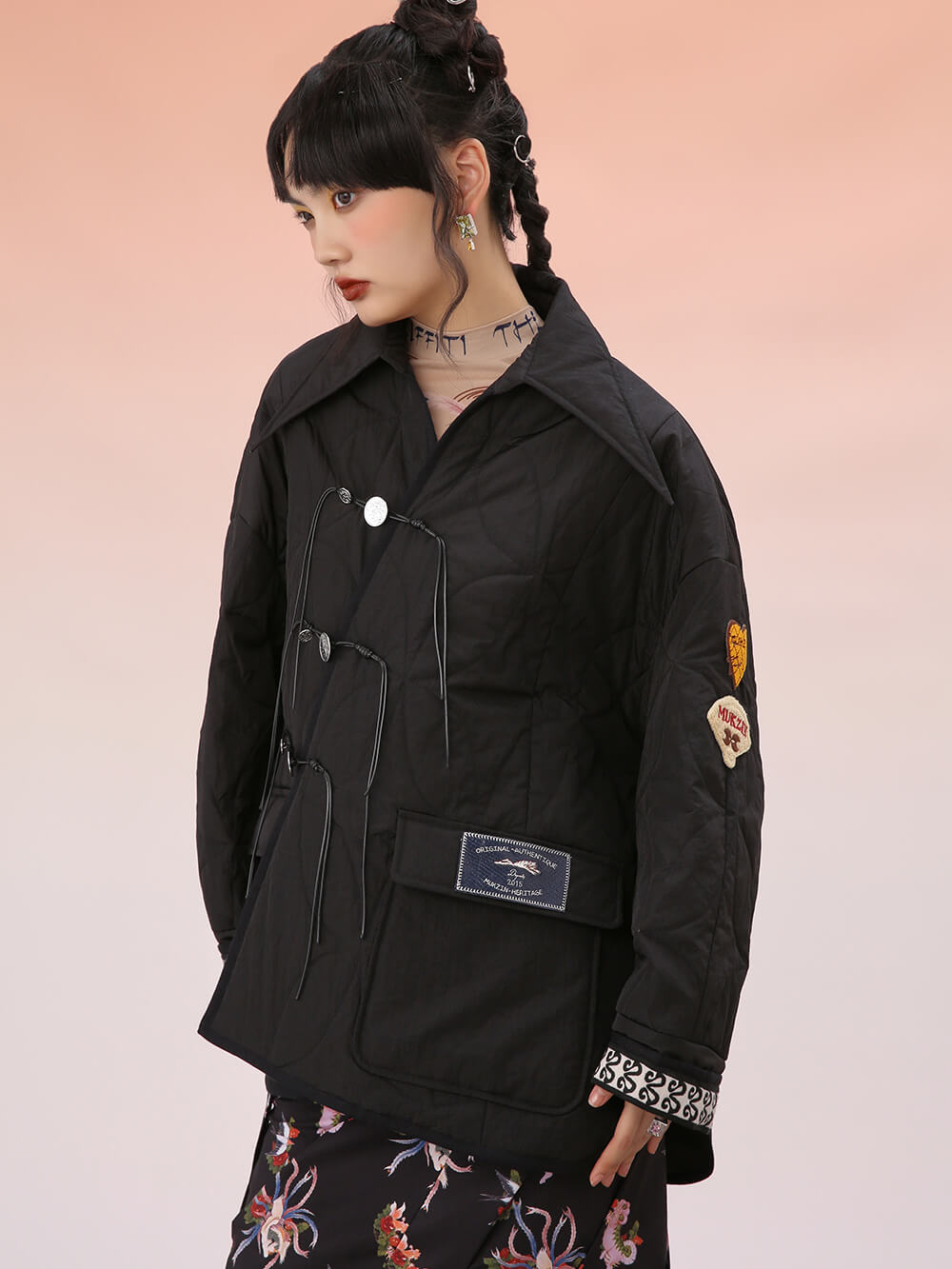 MUKZIN Loose Fit Black Padded Jacket