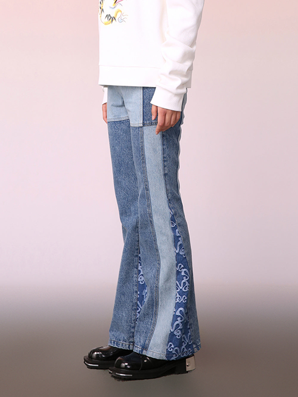 MUKZIN Trendy Light Blue Denim Flared Trousers