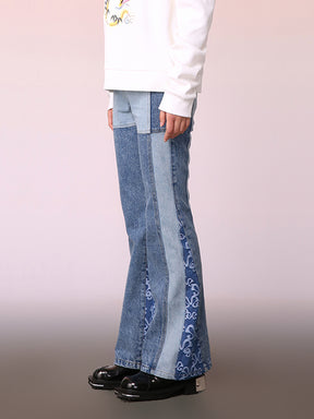 MUKZIN Trendy Light Blue Denim Flared Trousers