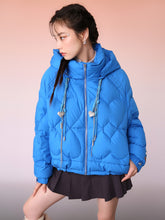 MUKZIN Blue Mid-length Down Jacket With Hand-Woven Hat Rope