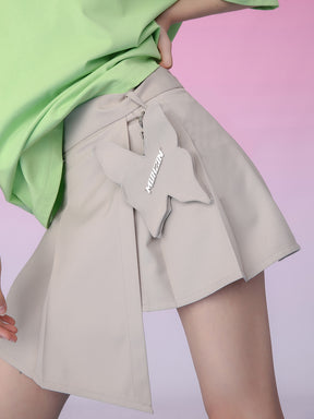 MUKZIN Irregular Khaki Pleated Culottes Skirt