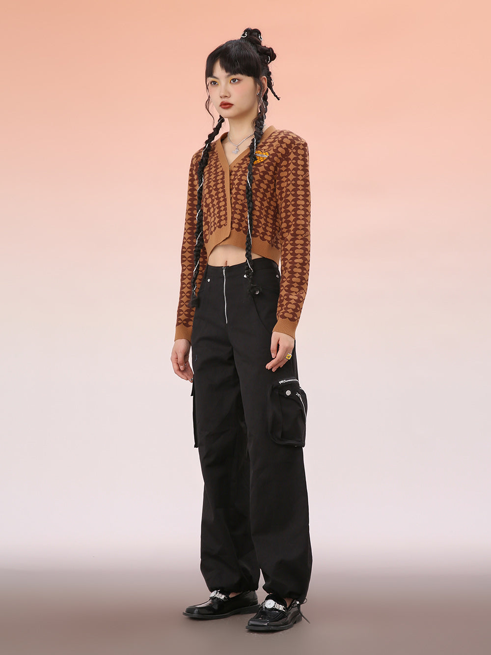 MUKZIN Khaki Temperament Short Knit Sweater