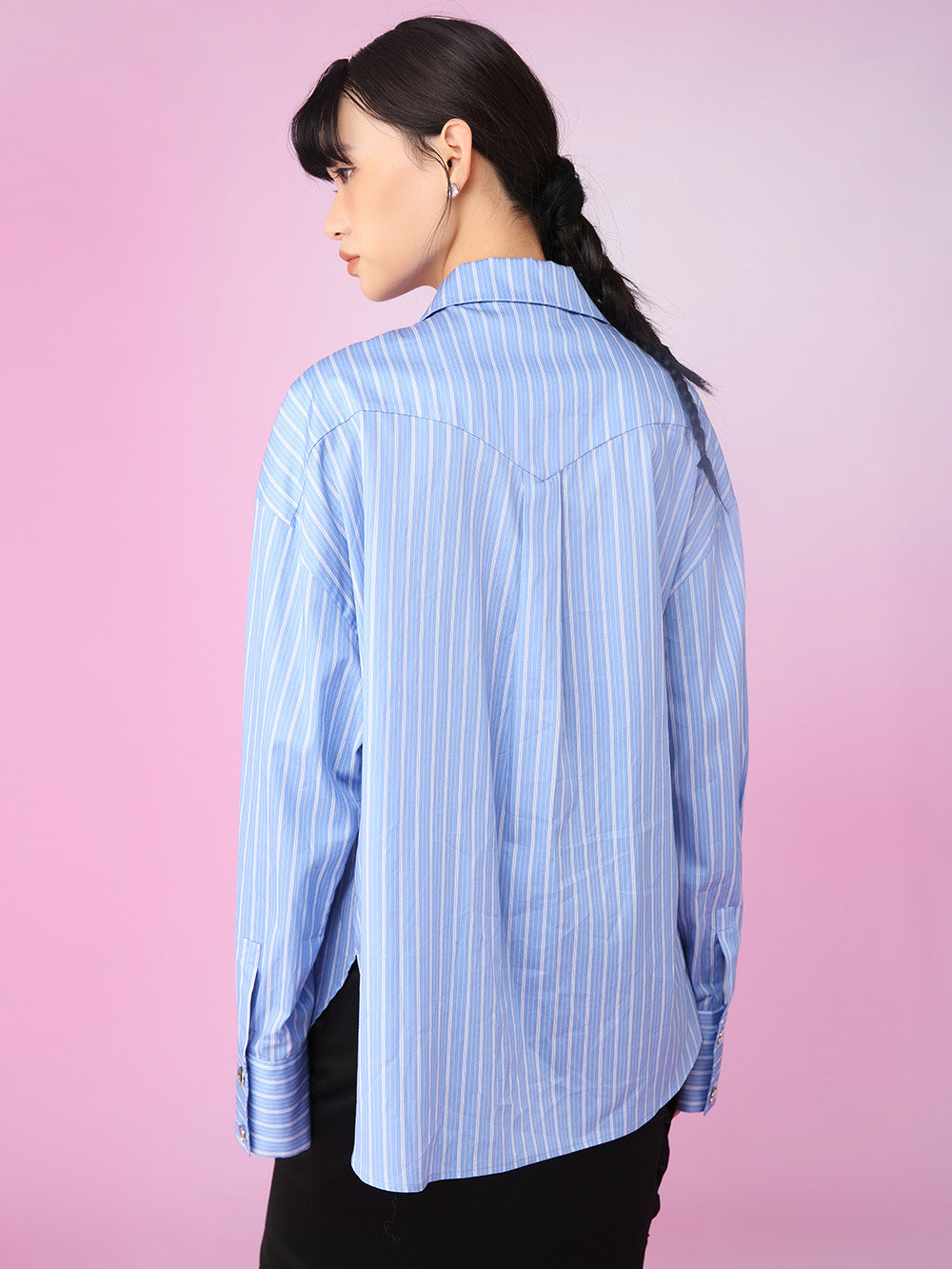 MUKZIN Lapel Stripe Long Classic High-quantity Shirts