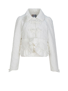 MUKZIN Retro Jacquard Fit Short Coat White