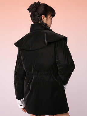 MUKZIN Black Bow Mid-Length Cute Style Down Jacket