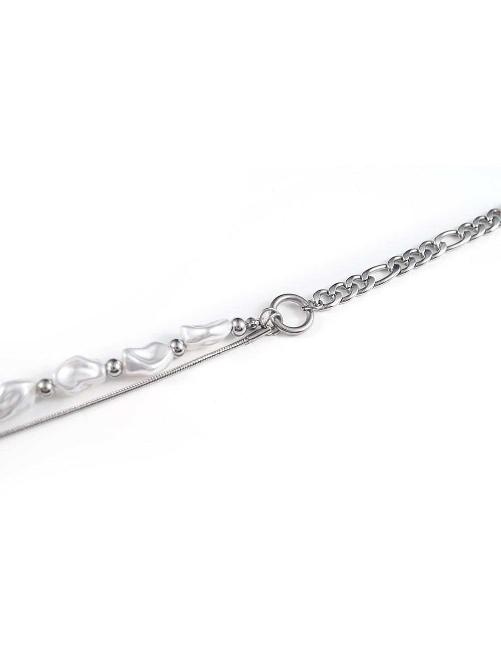 MUKTANK Millennium Silver Pearl Titanium Necklace
