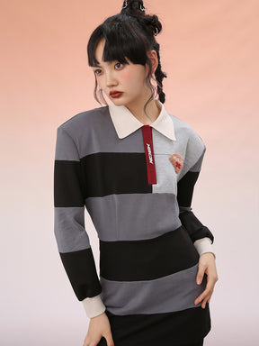 MUKZIN Black Striped Loose Fit Athletic Dress