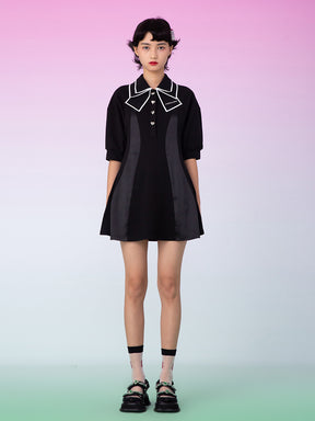 MUKZIN Black Bow Short Sleeve Dress