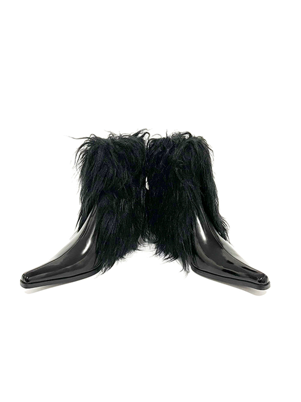 MUKTANK×AZ43 Black Wig Feel Ankle Boots Comfortable Shoes