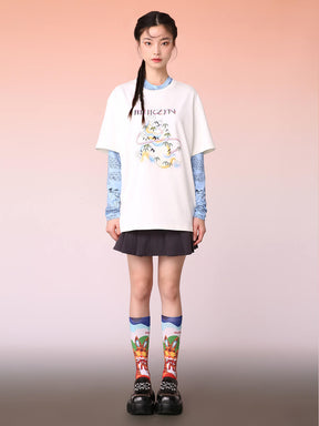 MUKZIN White Artist Collaboration Fashion T-Shirt