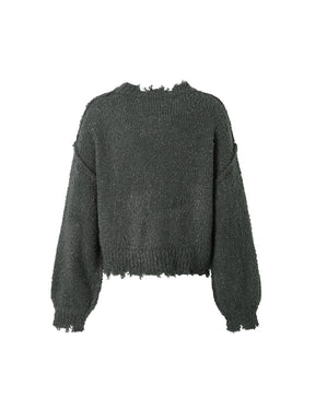 MUKTANK ⅩWESAME Loose Lazy Style Ripped Hoop Yarn Sweater