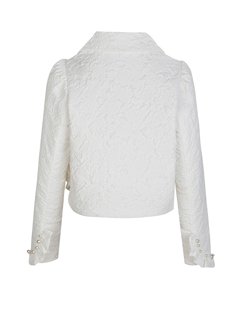 MUKZIN Retro Jacquard Fit Short Coat White
