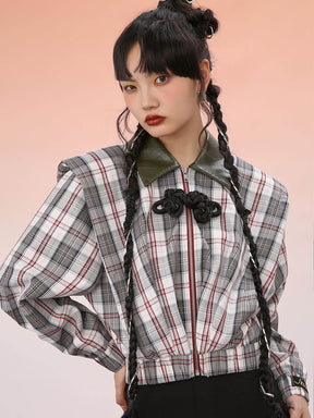 MUKZIN Plaid Cropped Top Coat