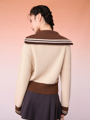MUKZIN Customized Fan-Shaped Logo Color Block Knitted Sweater