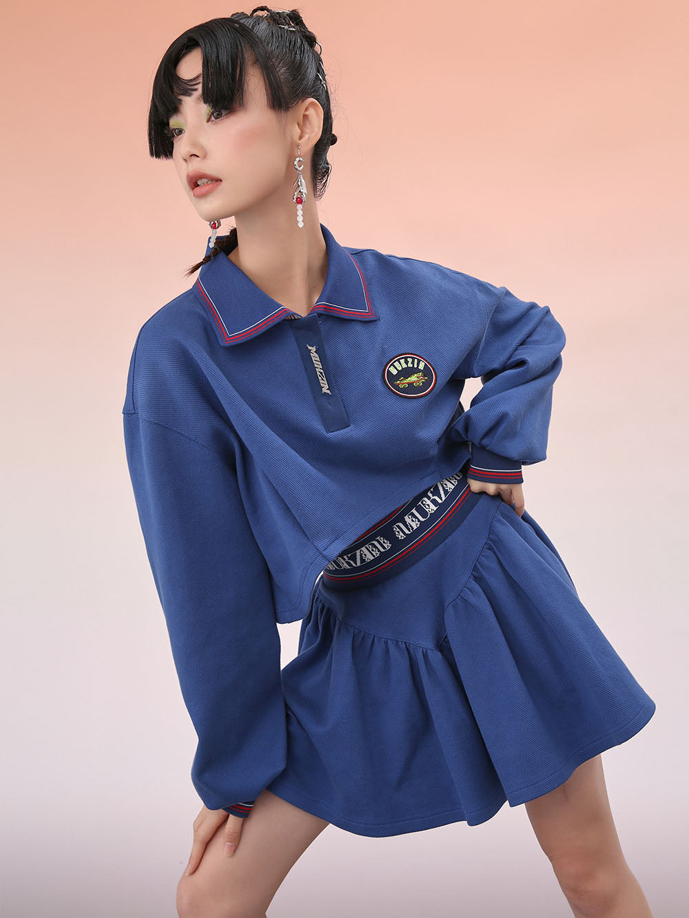 MUKZIN Short Knitted Blue Skirt