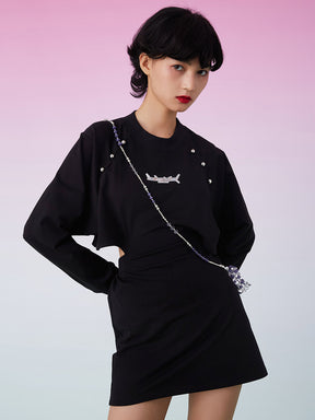 MUKZIN Cotton Contrast Black Dress