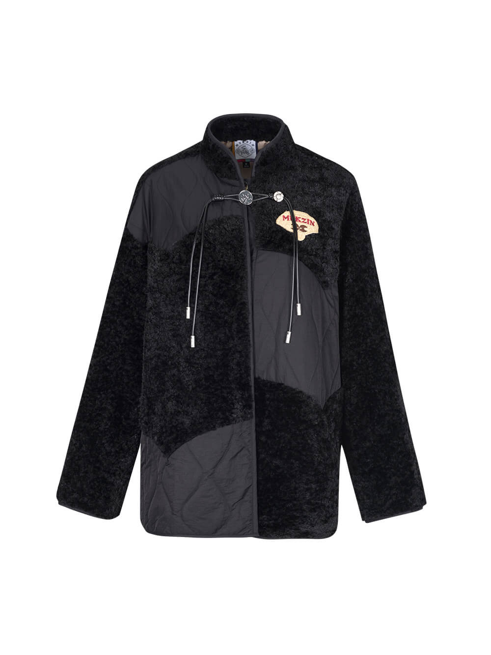 MUKZIN Cropped Black Patchwork Fur Coat