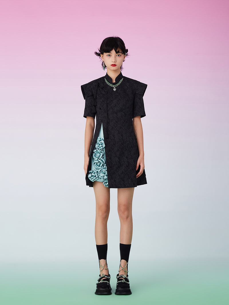 MUKZIN Yellow Chinese Jacquard Qipao Collar Loose Shirt