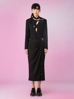 MUKZIN  Black Fashion Retro Irregular Look Thin Outerwears
