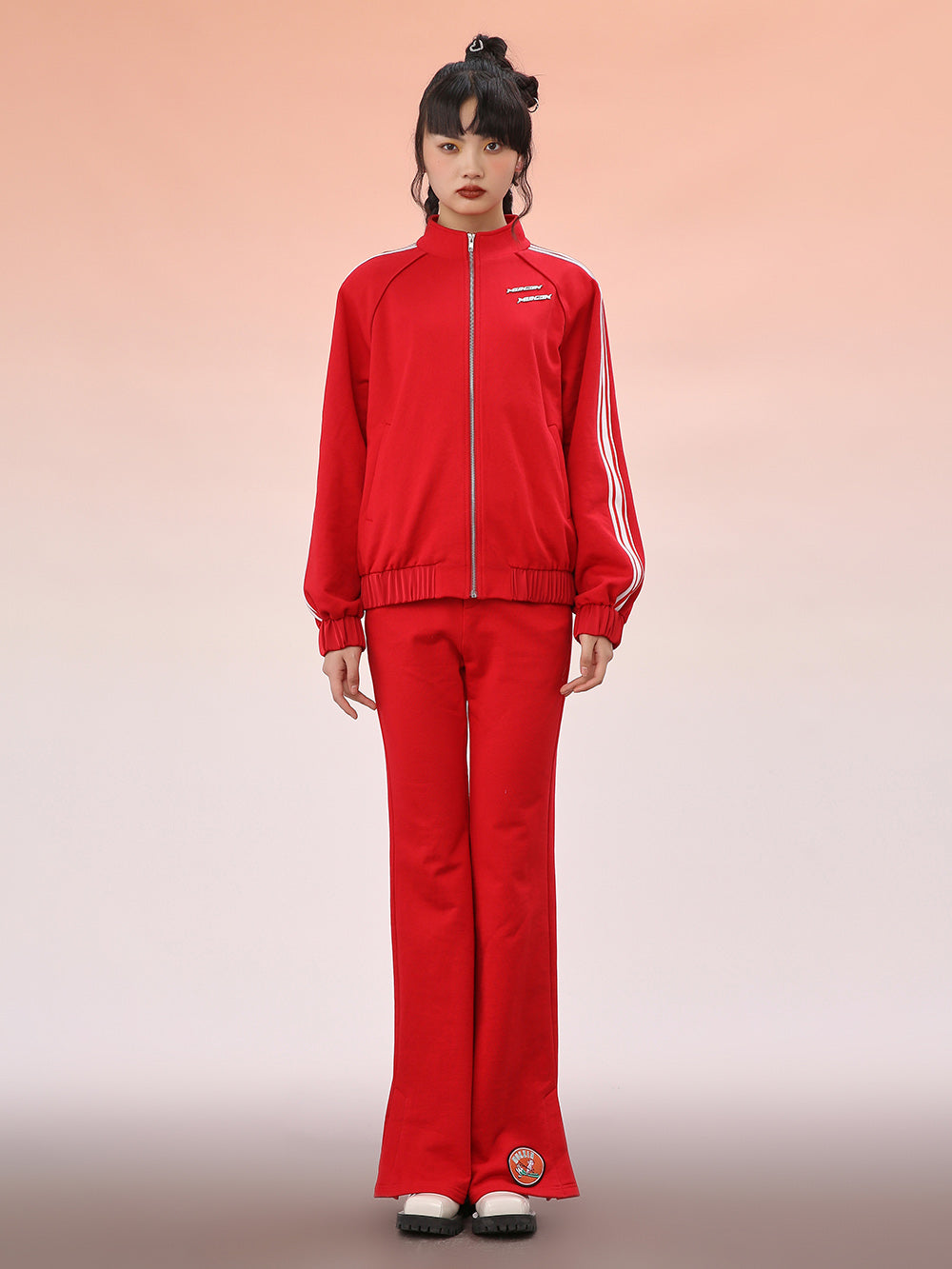 MUKZIN Red Chain Straight-Leg Athletic Trousers