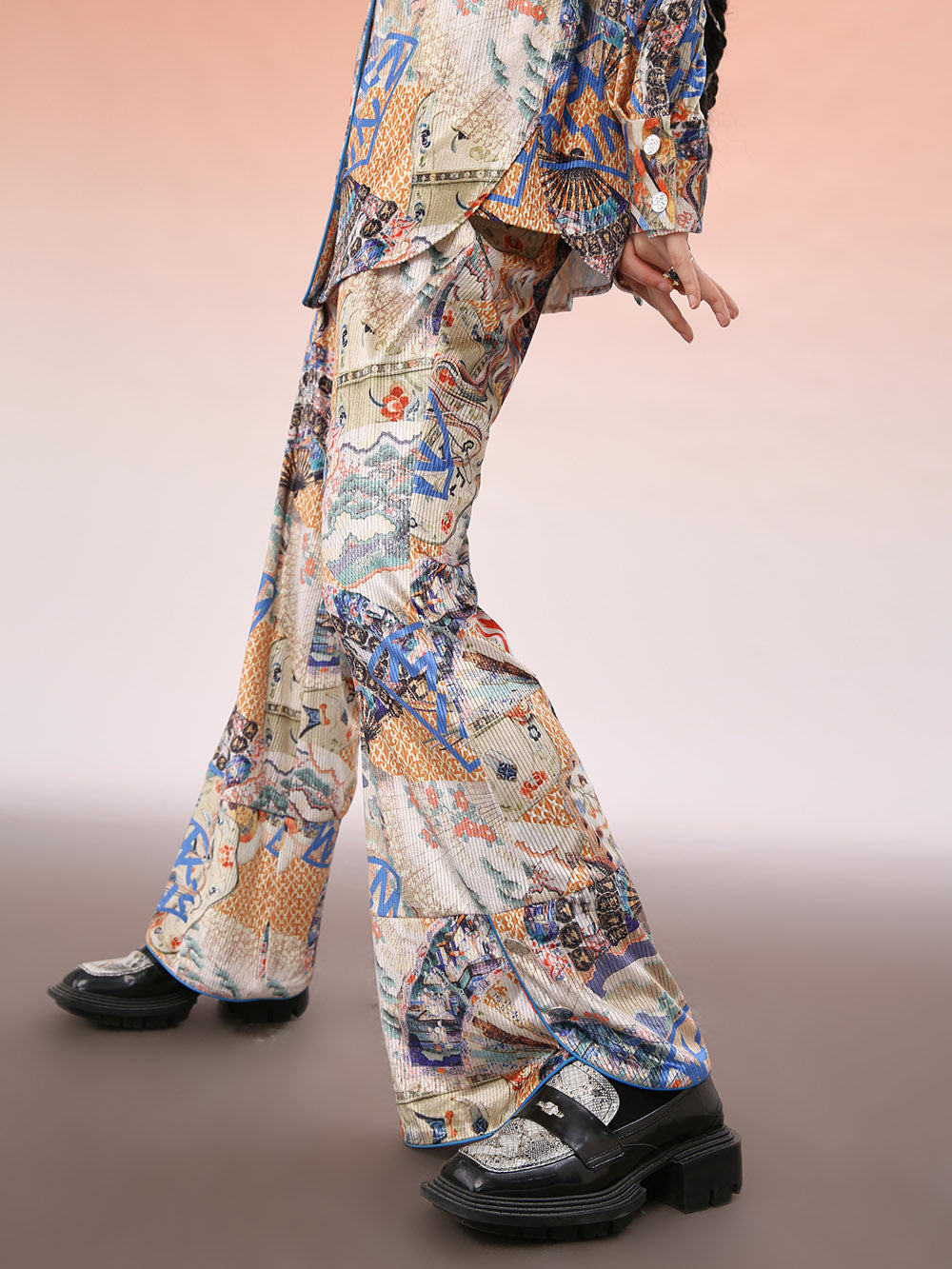 MUKZIN Floral Drape Sheer Printed Trousers