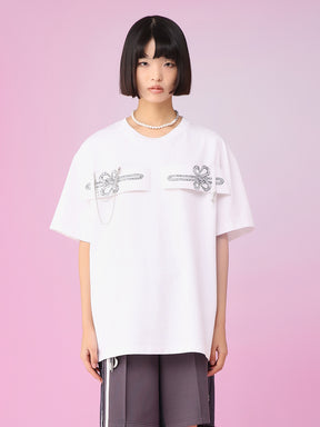 MUKZIN Simple Chains Loose Fit White T-shirts
