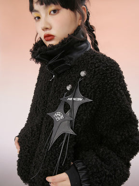 MUKZIN Truncated Black Printed Fur Coat