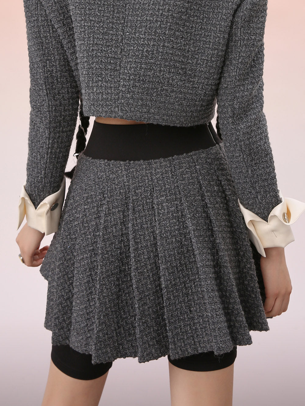 MUKZIN Gray A-Line Asymmetric Skirt
