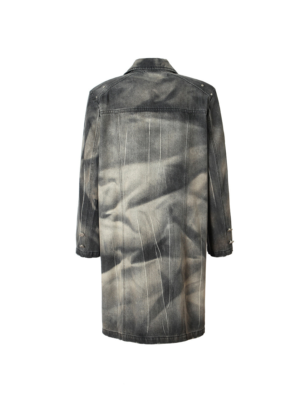 MUKTANK ⅩWESAME Fashion Ink Sense Retro Washed Old Suit Denim Long Coat