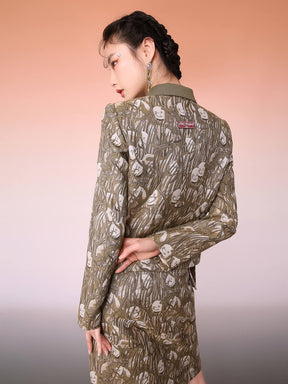 MUKZIN Printed Paneled Blazer Coat