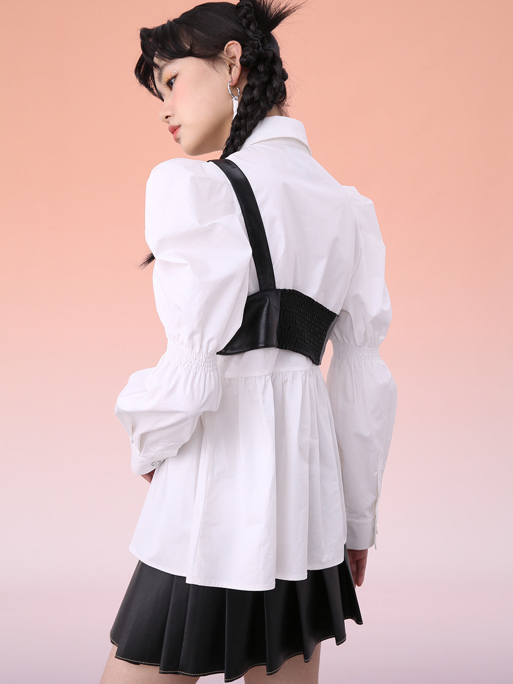 MUKZIN Loose-fit long-sleeve shirt With Small Leather Vest