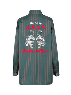 MUKZIN Lapel Drawstring Stripe Green Shirt CNY “year of the tiger” Edition