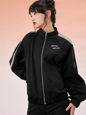 MUKZIN Black Print Loose Fit Sports Jacket