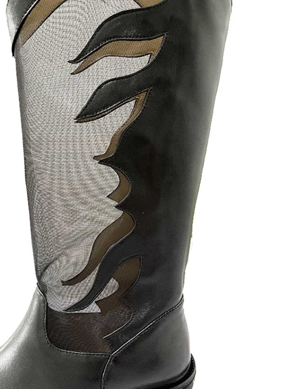 MKKTANK Χ AZ43 2022 Mesh Flame Stitching Black Western Boots N72