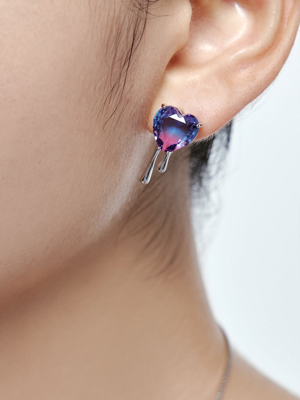 MUKTANK×SUN HUNTER Candle Tears Purple Gradient Ear Studs Earrings