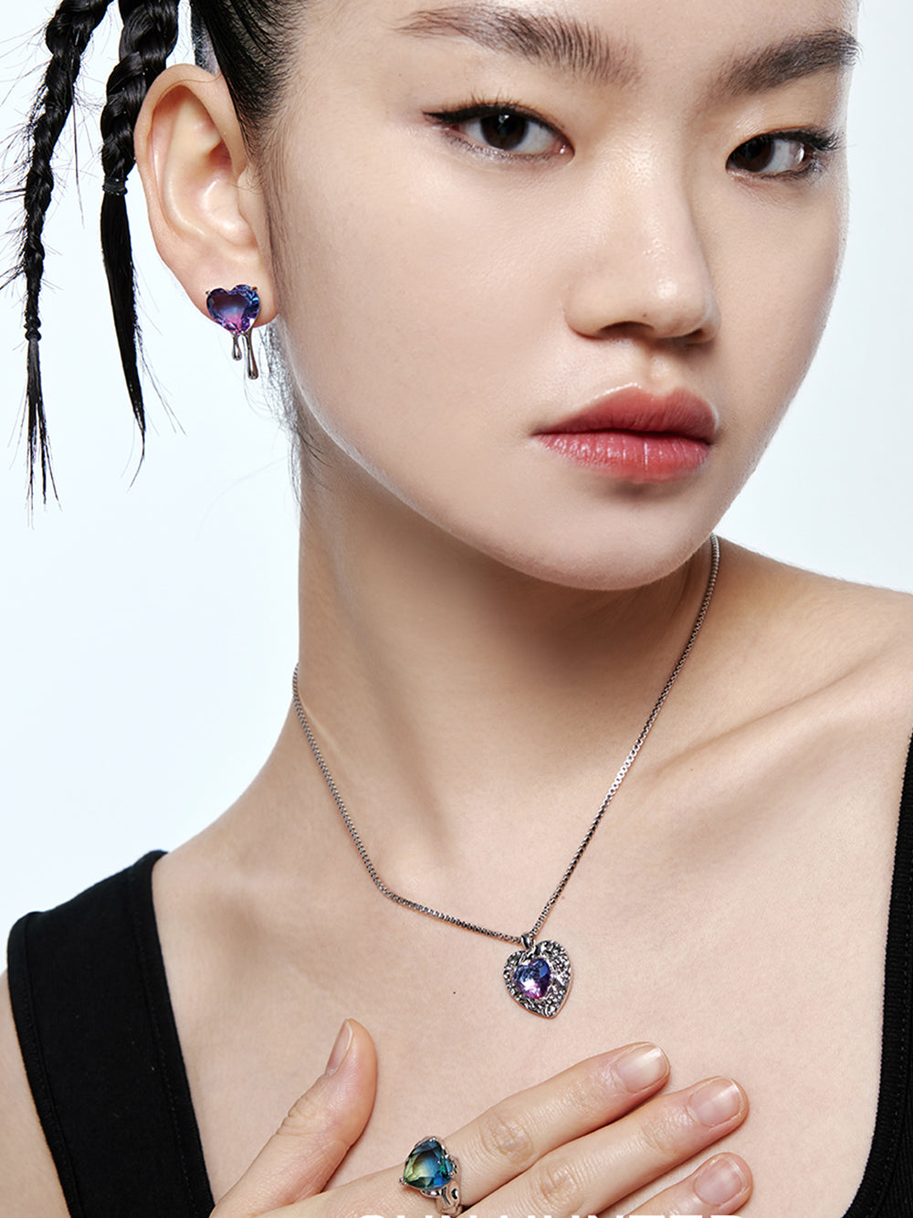 MUKTANK×SUN HUNTER Candle Tears Purple Gradient Ear Studs Earrings