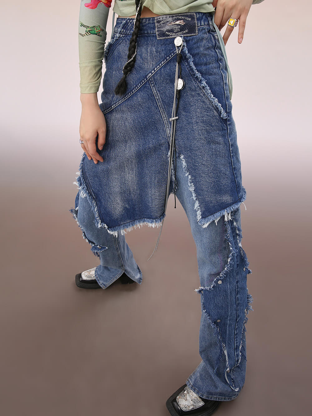 MUKZIN Irregular Straight Denim Trousers