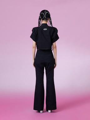 MUKZIN Cutout Design Black Short Fashion Look-thin Shirts