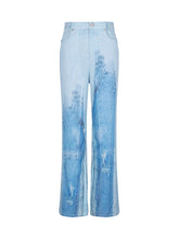 MUKZIN Light Blue Printed Jeans Wide Leg Pants