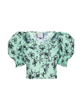 MUKZIN Cropped Printed  Short-sleeved Blouse
