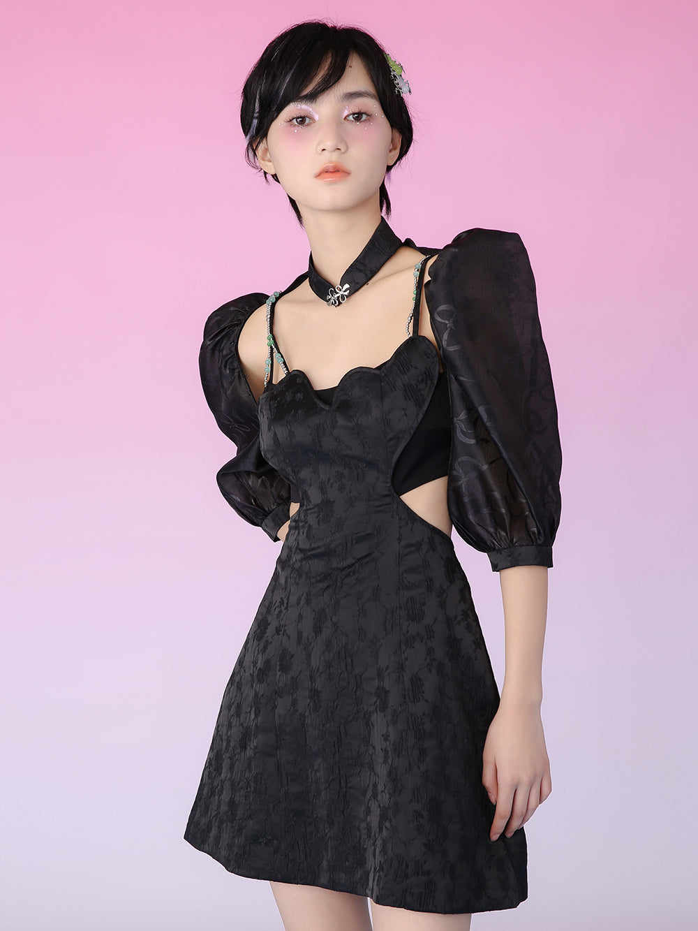 MUKZIN Black Cutout Slip Cutout Dress