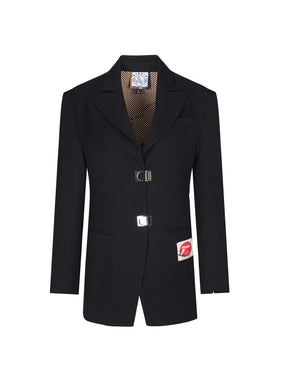 MUKZIN Black Handsome Long Loose Fit Suit Jacket