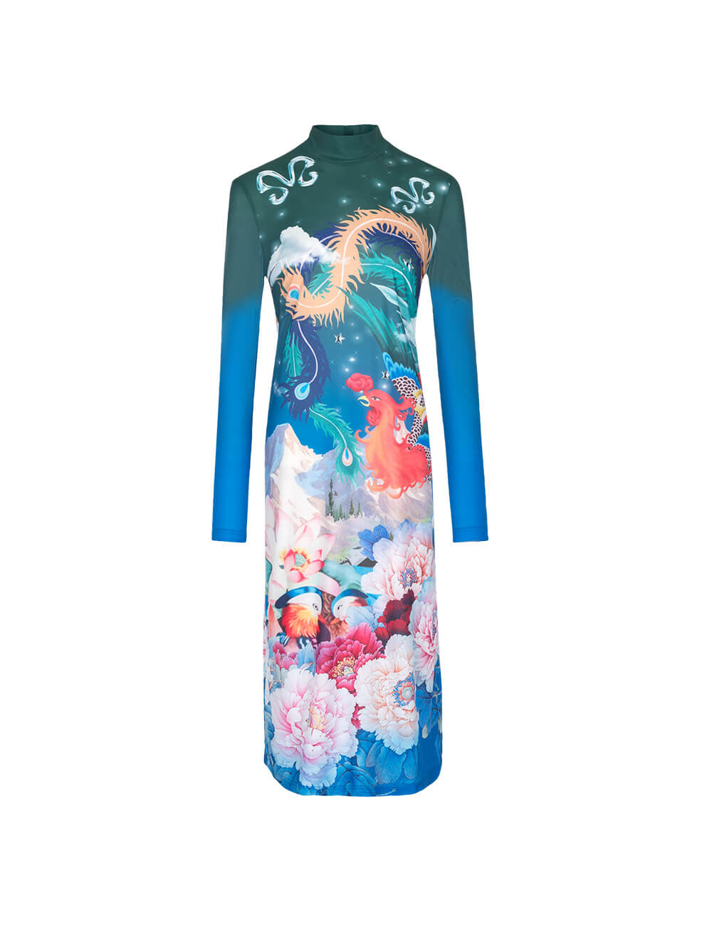 MUKZIN Shift Print Bottoming Dress-Chinese style dress