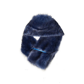 Mukzin Designer Brand  Artificial Fur Women Cobalt Blue Scarf