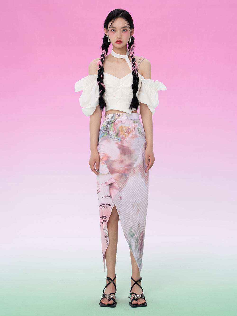 MUKZIN Fantasy Twisted Flower Pattern Skirt