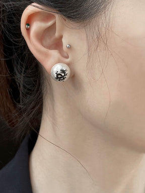 MUKTANK X Mandarin Zan Club Hidden Dragon Night Walk Double Dragon Play Pearl Stud Earrings