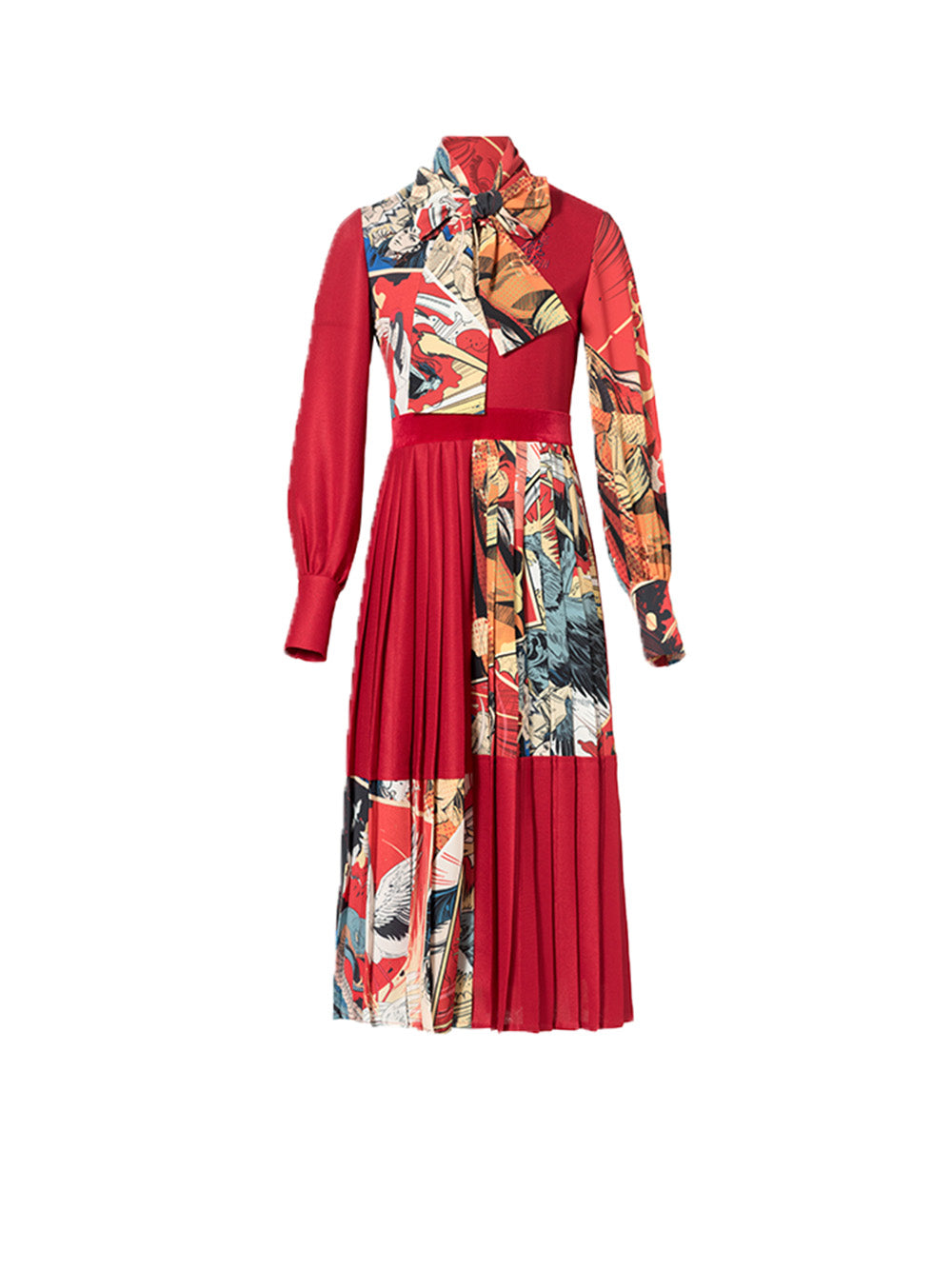 MUKZIN Comic Book Ethnic Style Pleated Women Dress